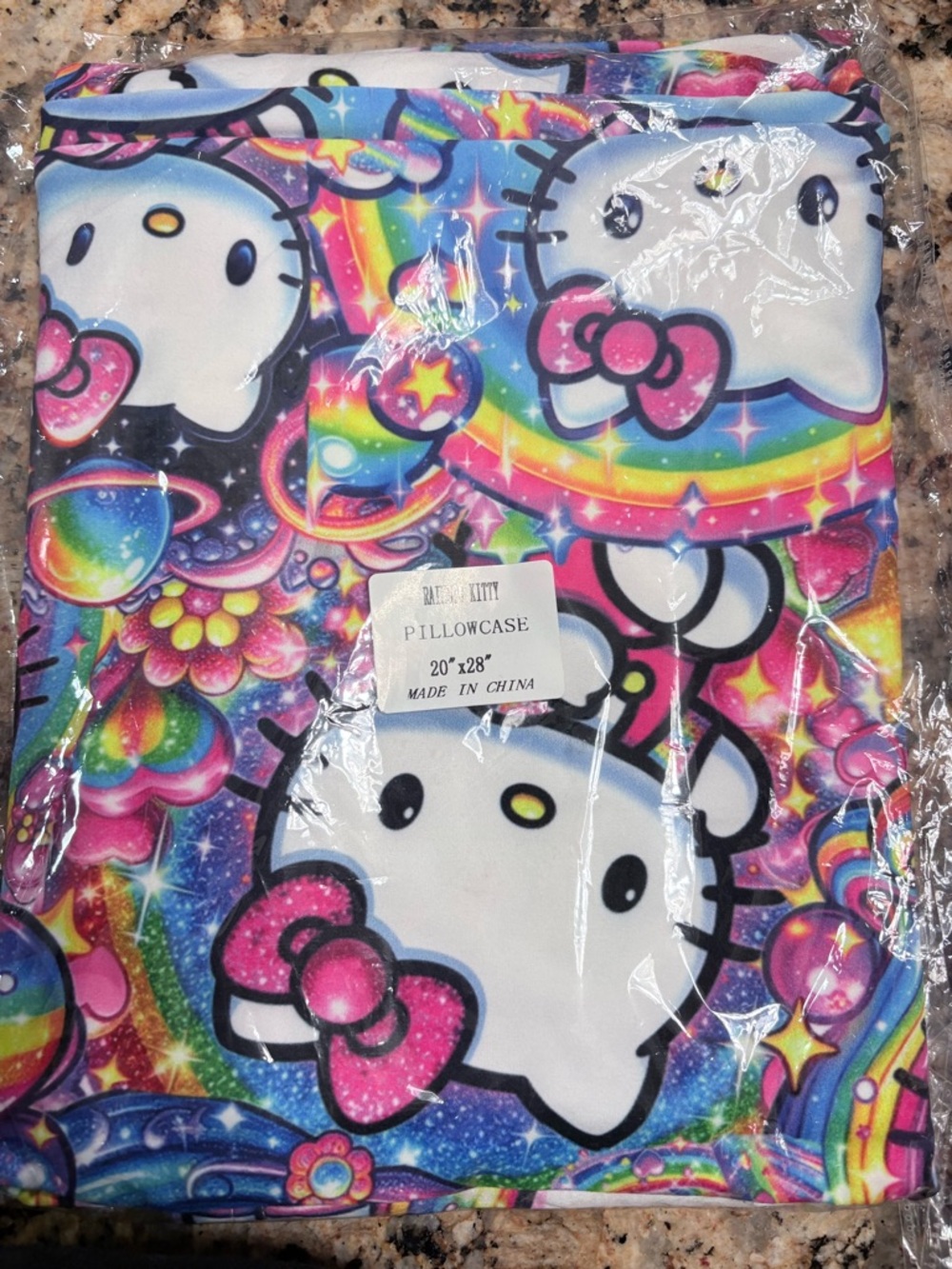 Hello Kitty Rainbow Spacescape Pillowcase - Pink, Blue, White